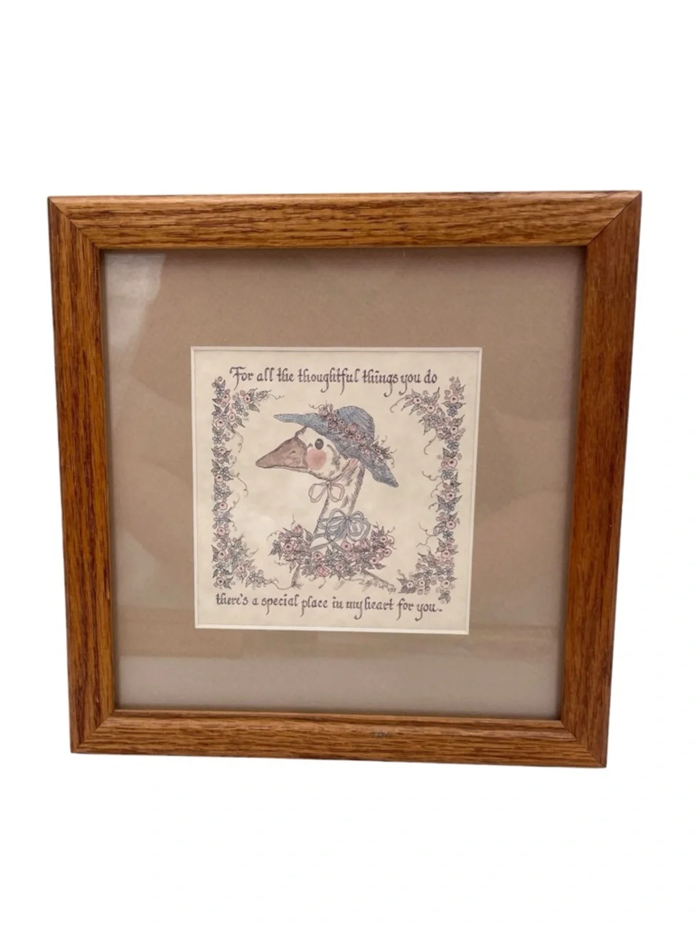 Vintage 90s Goose Framed Art Print Special Place in My Heart for You Cottagecore